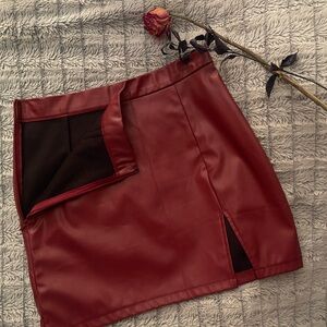 Windsor Deep Red Faux Leather Skirt